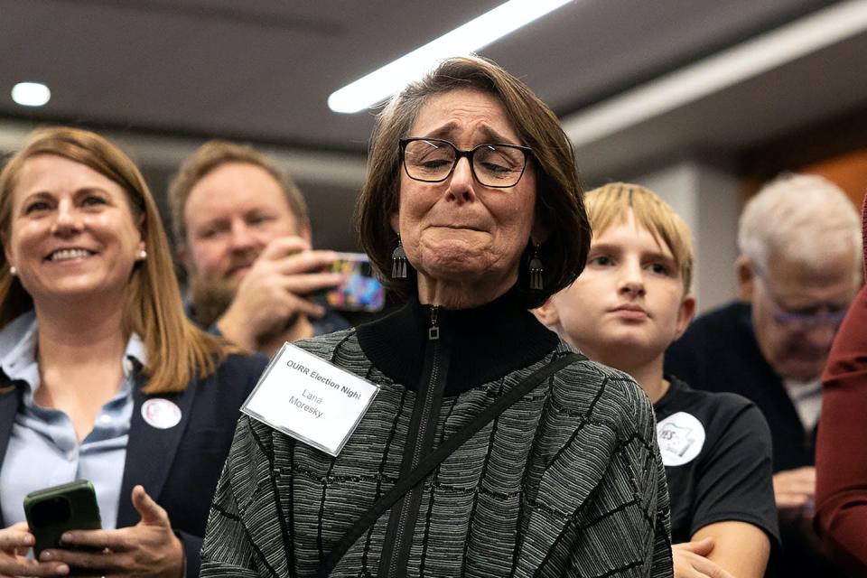 Abortion rights supporters in Columbus, Ohio, celebrate winning the right to enshrine abortion in the state’s constitution. <a href="https://www.gettyimages.com/detail/news-photo/abortion-rights-supporters-celebrate-winning-the-referendum-news-photo/1769779581?adppopup=true" rel="nofollow noopener" target="_blank" data-ylk="slk:Megan Jelinger/AFP via Getty Images;elm:context_link;itc:0;sec:content-canvas" class="link ">Megan Jelinger/AFP via Getty Images</a>