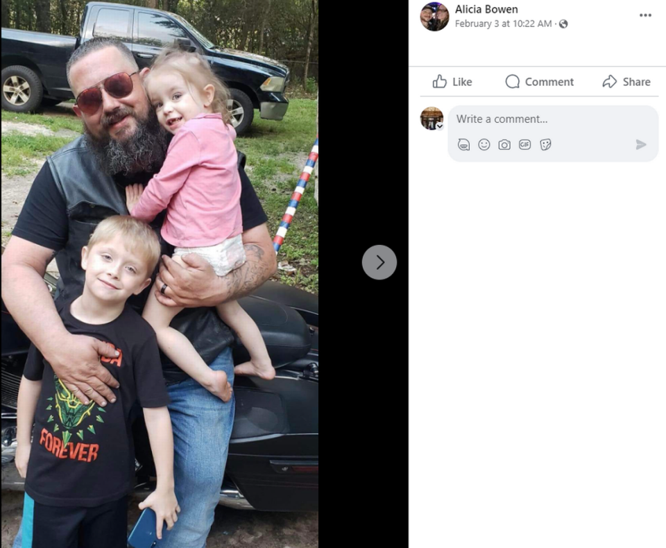 Allen Wesenberg and his two children. Screengrab from Alicia Bowen on Facebook