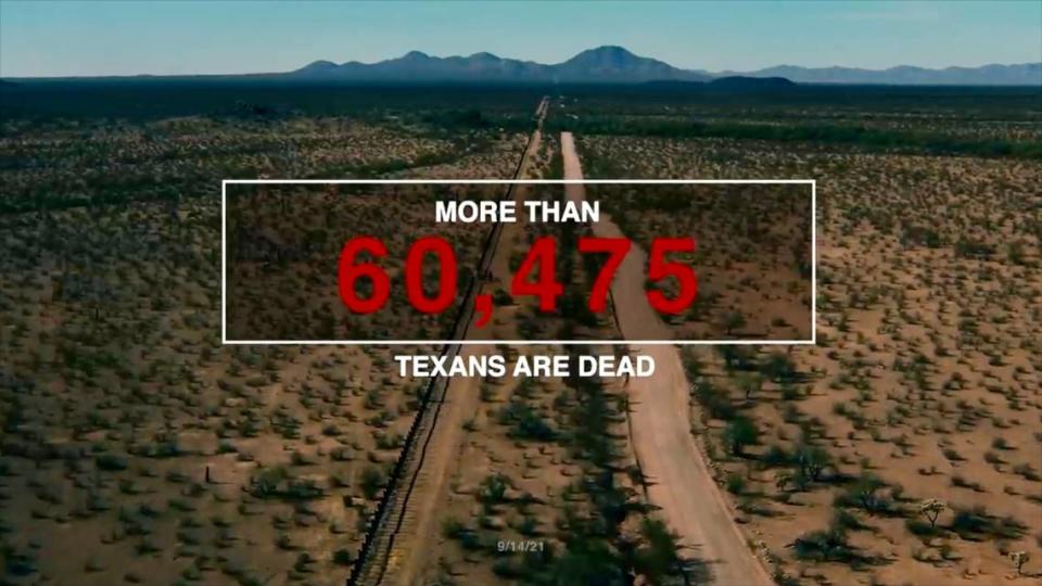 The Lincoln Project ad includes a grim counter tallying Texas’ COVID-19 cases and deaths.