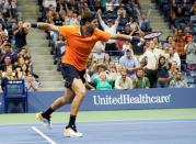 Aug 31, 2018; New York, NY, USA; Juan Martin del Potro of Argentina after winning the second set against Fernando Verdasco of Spain (not pictured) in a third round match on day five of the 2018 U.S. Open tennis tournament at USTA Billie Jean King National Tennis Center. Mandatory Credit: Robert Deutsch-USA TODAY Sports