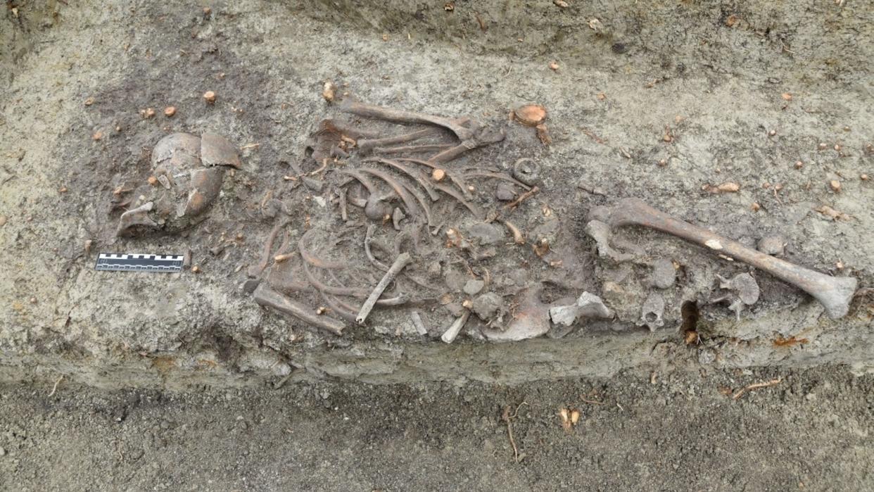 Skeletal remains of child buried in vampire grave