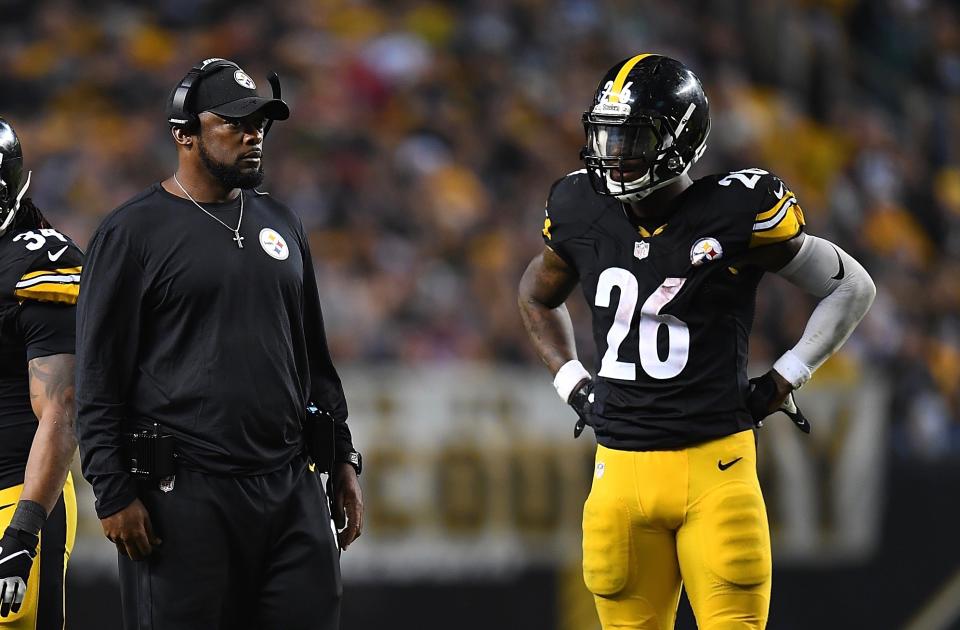 Steelers head coach Mike Tomlin won't be turning to Le'Veon Bell when the season begins in Cleveland. (Getty Images) 