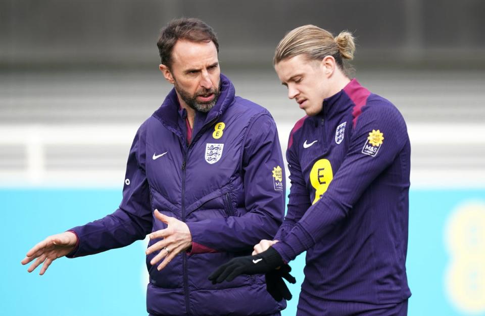 England manager Gareth Soughgate instructs Conor Gallagher (Mike Egerton/PA Wire)