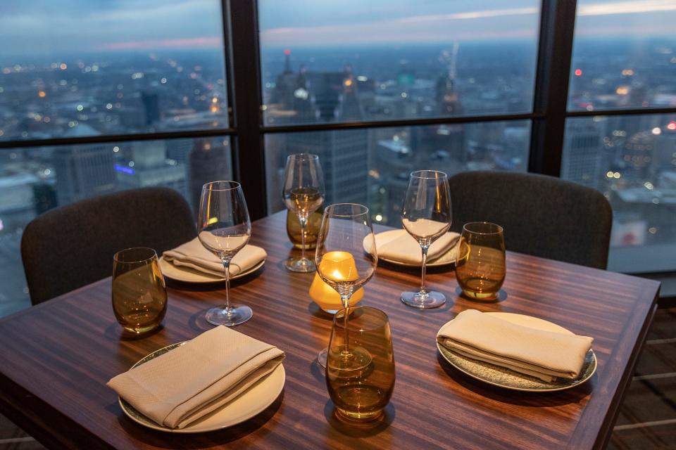 Inside of the Highlands on the 71st floor of the Renaissance Center in Detroit, Saturday Nov. 23, 2019.