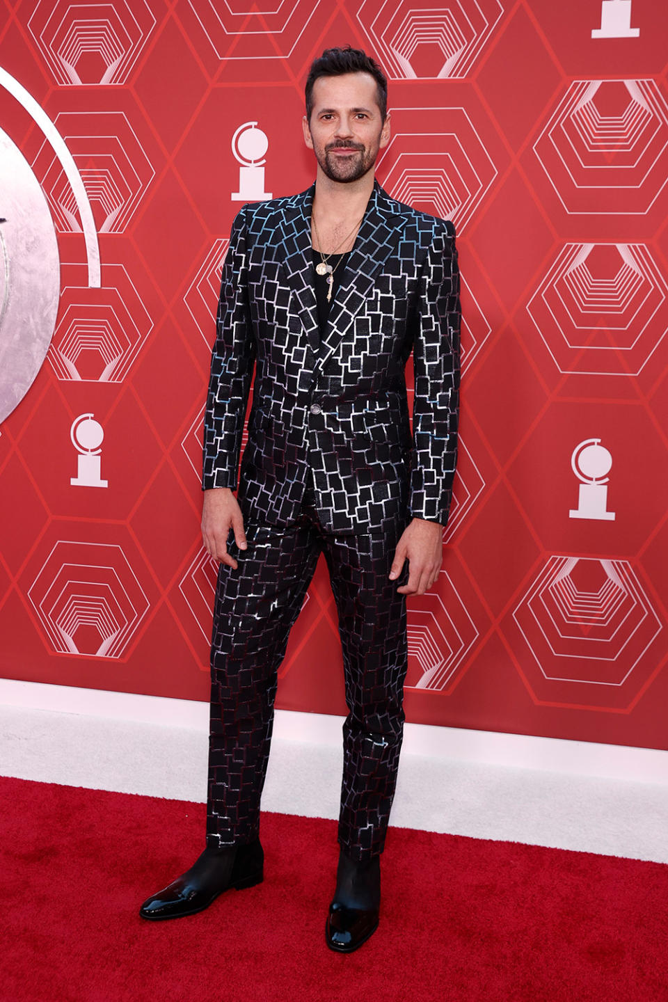 <p>The actor and ballet dancer (who most recently appeared in the film adaptation of <em>Cats</em>) made a statement in his pattern suit. </p>