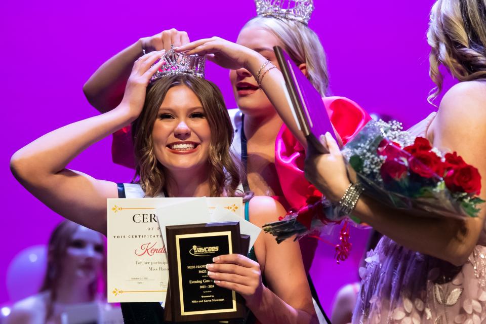 New Oxford High School's Kendall DeShong is crowned Miss Hanover Area 2023 during the 55th Miss Hanover Area Pageant at the Eichelberger Performing Arts Center on Monday, Oct. 23, 2023, in Hanover.