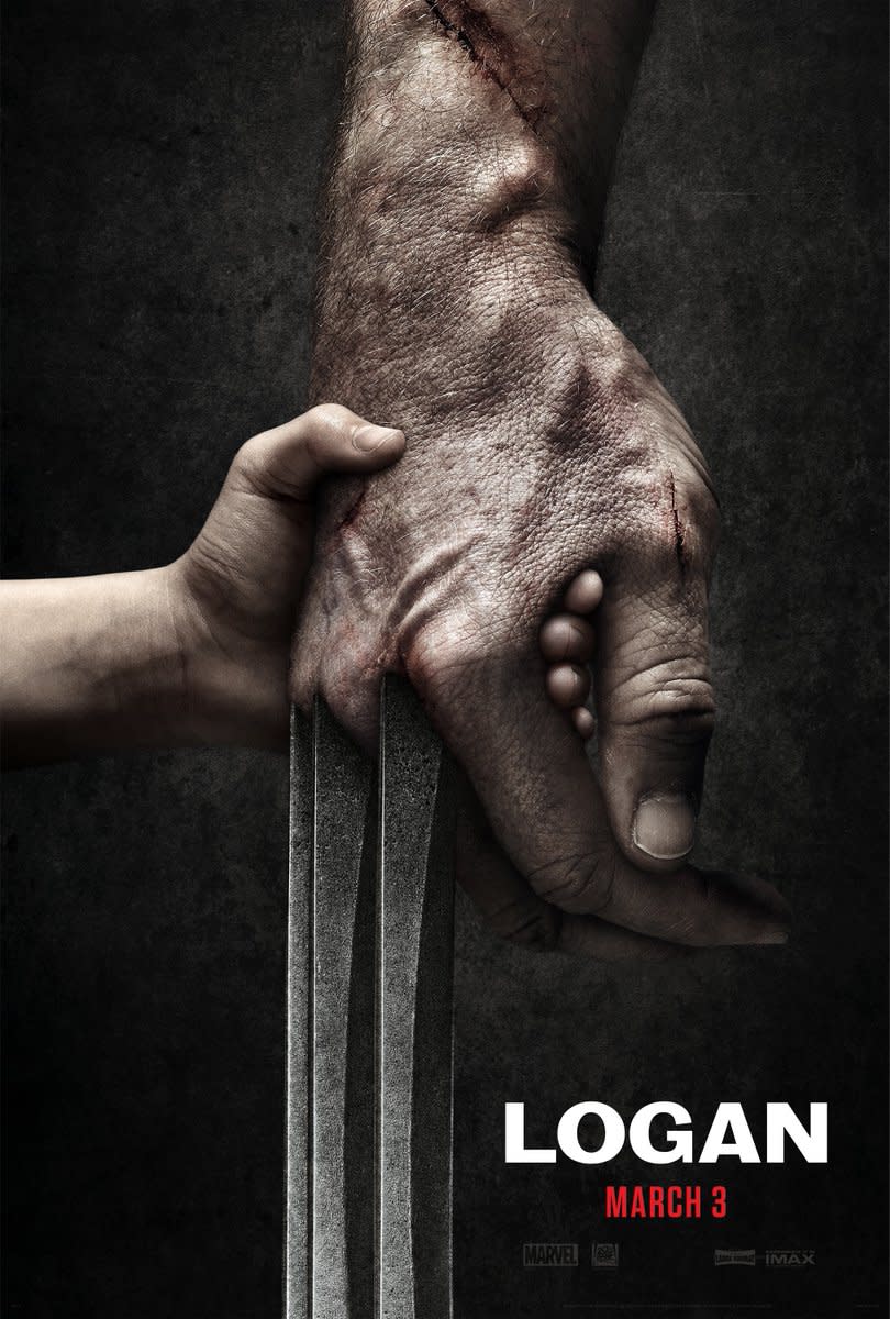 <p>The film’s poster art shows a small child’s hand holding the battle-scarred hand of Wolverine, his adamantium claws fully extended.(Photo: @mang0ld/Twitter) </p>