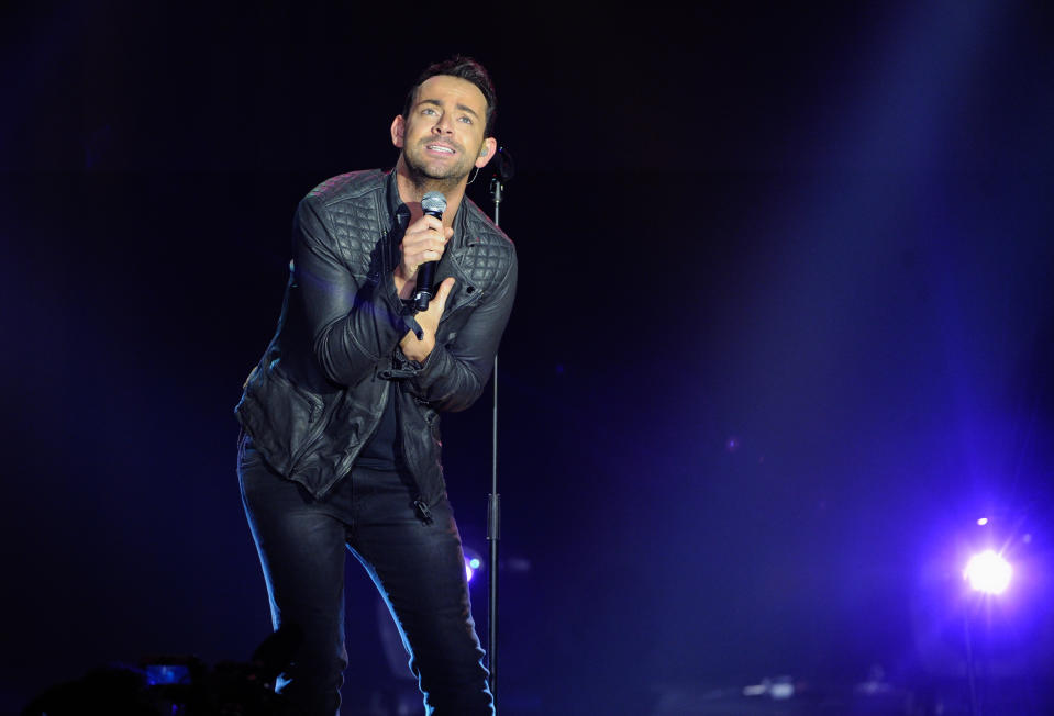 British singer Ben Forster performs at "Jesus" at the "Jesus Christ Superstar" arena spectacular press conference and press performance to announce a North American arena tour on Friday, April 4, 2014, in New York. (Photo by Evan Agostini/Invision/AP)