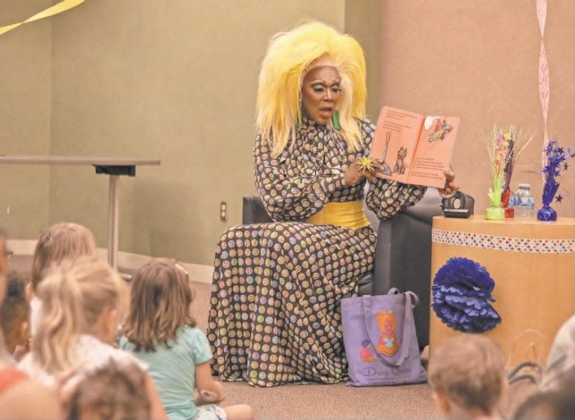Harmonica Sunbeam, an entertainer, actor and drag queen, conducted the Drag Queen Story Hour on Tuesday, Aug. 21, 2018, at the Rahway Public Library.
