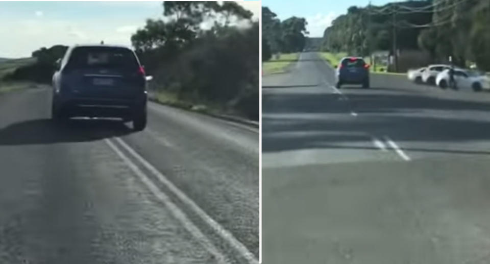 The footage was posted online as a Victorian motorist warned others to stay safe on the road. Source: Facebook