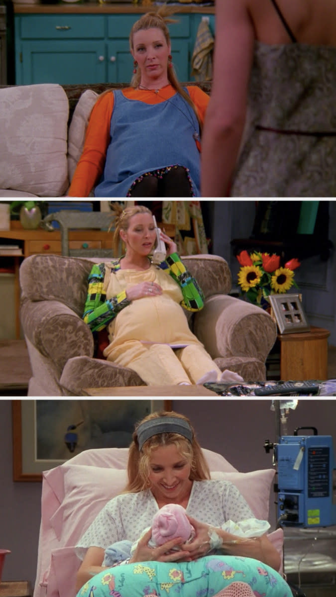 Phoebe being pregnant and then giving birth from "Friends"