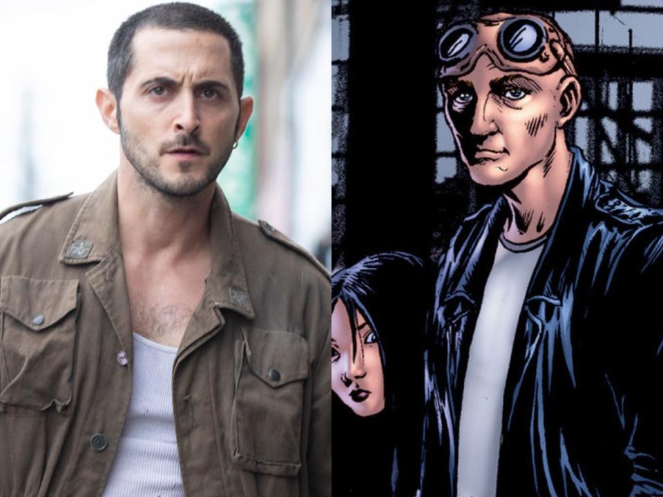 On the left: Tomer Capone as Frenchie in season two of "The Boys." On the right: Frenchie in the comics.