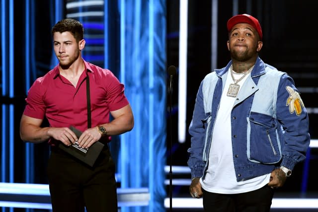 Nick Jonas and DJ Mustard at the Billboard Music Awards.