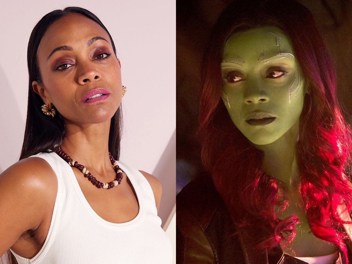 Zoe Saldaña plays Gamora in the Marvel Cinematic Universe.