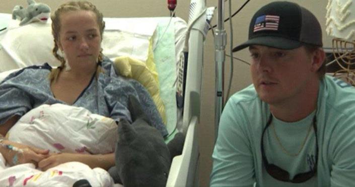 Addison Bethea, left, faces a long fight ahead after she was bitten by a shark off Keaton Beach in Florida. Her brother, Rhett Willingham, helped rescue her. / Credit: CBS Miami