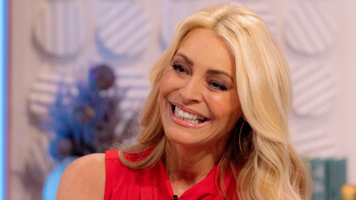 Tess Daly in a red top on Lorraine