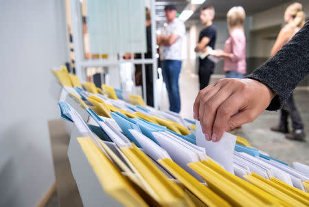 Ballots at a polling station in Tomelilla, Sweden September 9, 2018. TT News Agency/Johan Nilsson via REUTERS