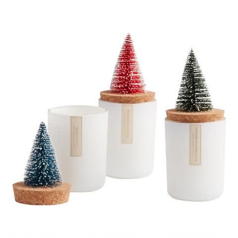 26) Bottlebrush Christmas Tree Glass Scented Candle