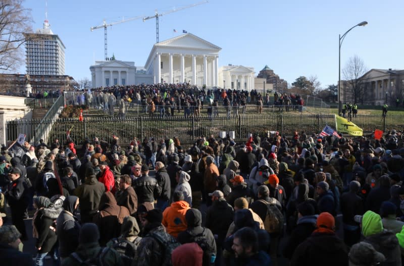 Gun rights advocates and militia members attend rally in Richmond, Virginia