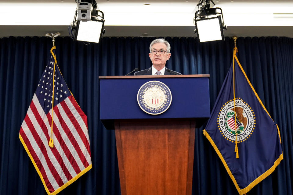 Federal Reserve Chair Jerome Powell holds a news conference following the Federal Open Market Committee meeting in Washington, U.S., December 11, 2019. REUTERS/Joshua Roberts