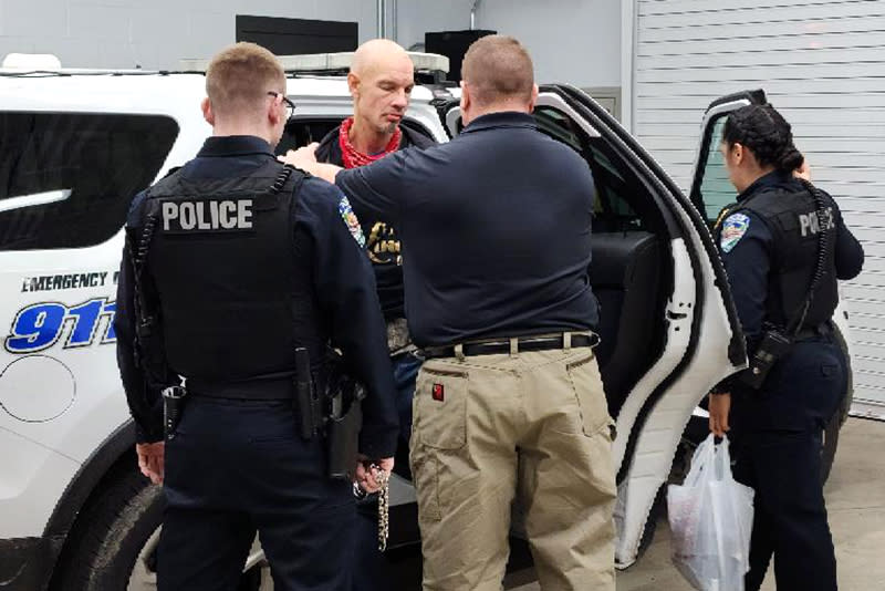 Michael Dean Wilkins is taken into custody. (Poplar Bluff Police Dept.)