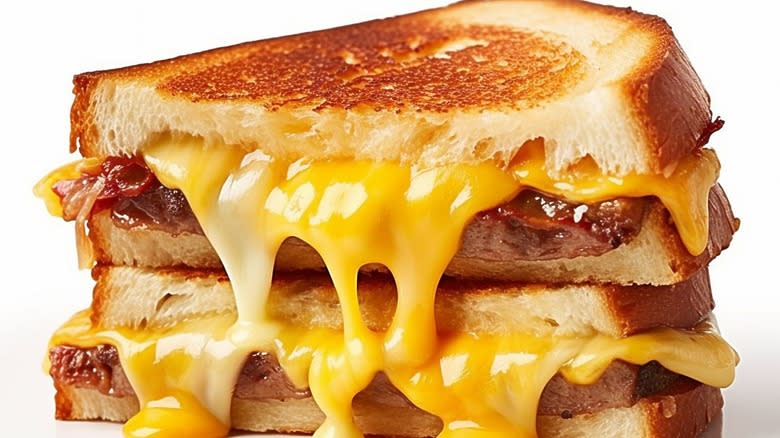 grilled cheese oozing cheese