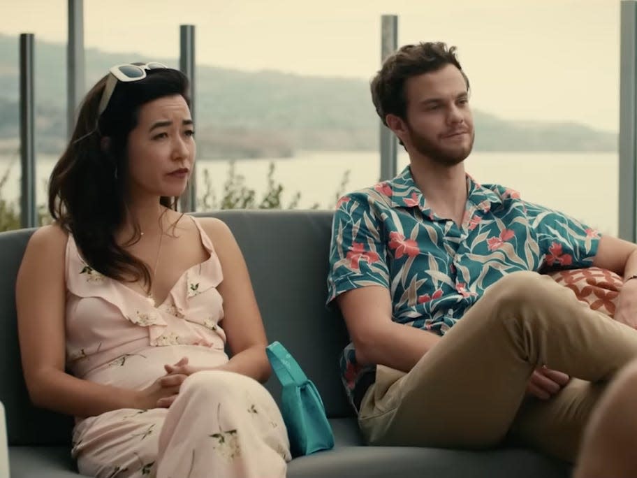 Maya Erskine and Jack Quaid in "Plus One."