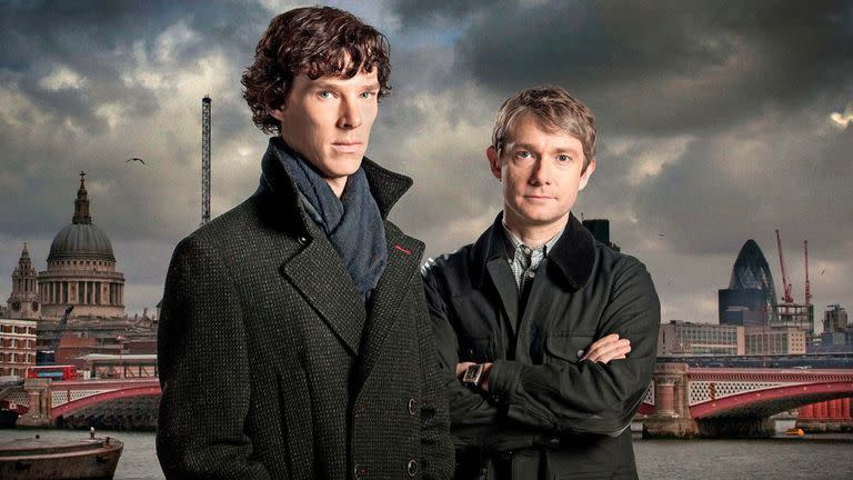 Cumberbatch interpretó al célebre detective de Conan Doyle en Sherlock, la serie de la BBC que lo llevó a la fama (aquí junto a Martin Freeman como el doctor Watson).