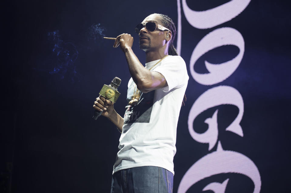 Snoop Dogg performs on stage during The High Road Tour on Friday, July 29, 2016, in Toronto, Canada. (Photo by Arthur Mola/Invision/AP)