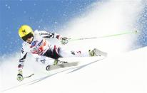 Anna Fenninger of Austria skis during the women's downhill event during the FIS Alpine Skiing World Cup finals in the Swiss ski resort of Lenzerheide March 12, 2014. REUTERS/Ruben Sprich