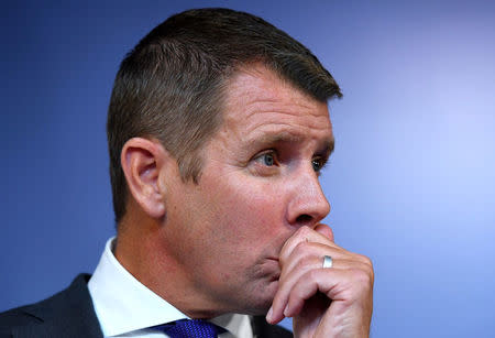 State Premier Mike Baird, the leader of Australia's biggest state economy, New South Wales (NSW), announces his resignation during a media conference in Sydney, Australia, January 19, 2017. AAP/Paul Miller/via REUTERS