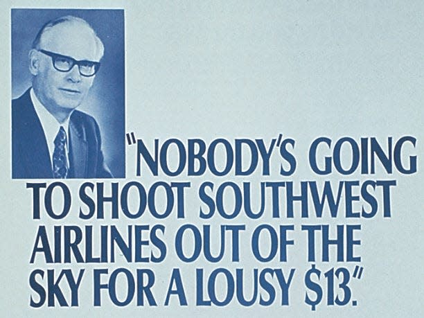 Southwest ad against Braniff's $13 fare war
