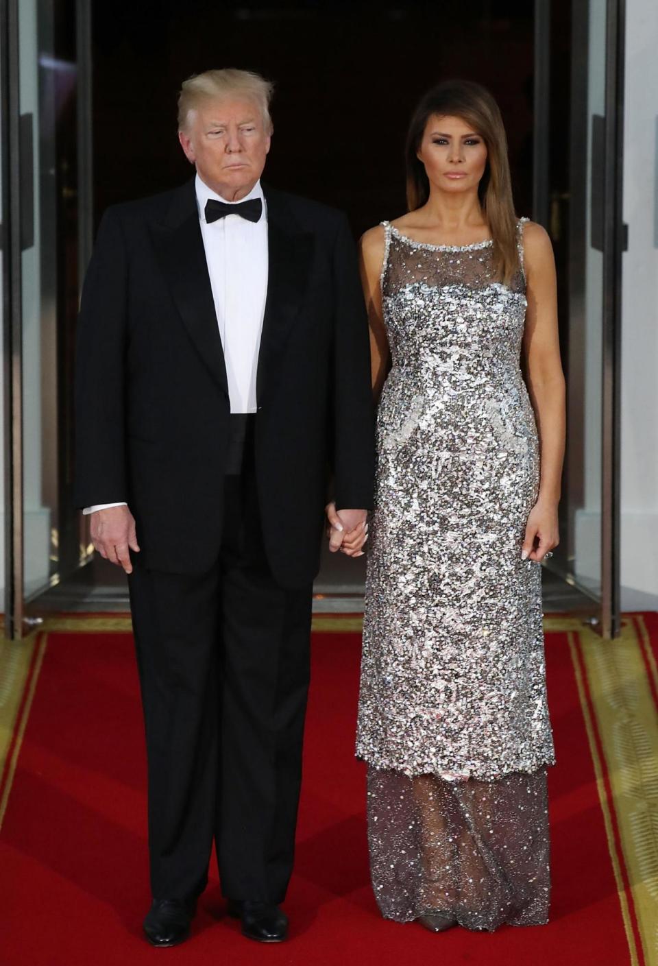 U.S President Donald Trump, and U.S. first lady Melania Trump arrive at first State Dinner (Getty Images)