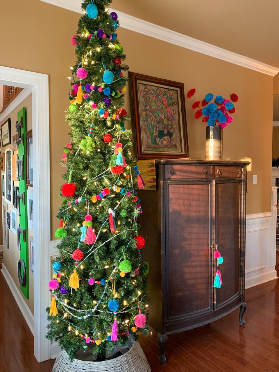 a decorated christmas tree in a room