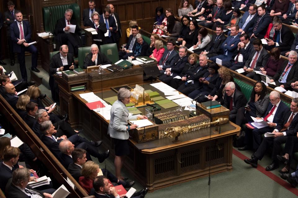 Prime Minister Theresa May addresses the Commons (EPA)