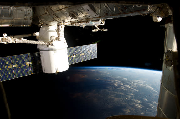 The capsule will begin its scheduled three-week-long stay at the orbiting space station. Image released March 3, 2013.