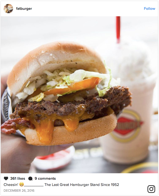 <p>Finally, if you want a takeaway option, Fatburger is the place to head to. Their burgers are made with freshly ground beef and come in a variety of sizes to suit your appetite.<br><b>Fatburger, 474 N Beverly Dr, Beverly Hills, CA 90210, USA</b><br> [Image credit: <a rel="nofollow noopener" href="https://www.instagram.com/p/BOfhR2QD2yp/?taken-by=fatburger" target="_blank" data-ylk="slk:www.instagram.com/p/BOfhR2QD2yp/?taken-by=fatburger;elm:context_link;itc:0;sec:content-canvas" class="link ">www.instagram.com/p/BOfhR2QD2yp/?taken-by=fatburger</a>] </p>