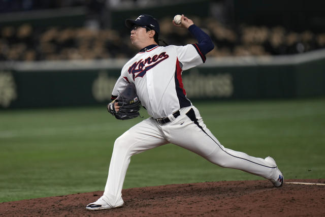 Japanese Shohei Ohtani throws a ball in the first inning during the World  Baseball Classic (WBC) Pool B match between Japan and China at Tokyo Dome  in Tokyo on March 9, 2023. (