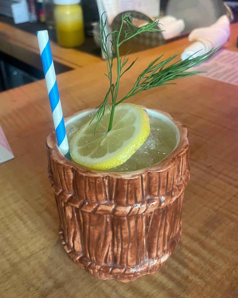 Sea Wolf's co-owner Andrew Ripley the Samoan Dillweed for Sea Wolf. It is a magical blend of runs, almond orgeat, Absinthe, lemon, and dill, inspired, he says, “by how well Absinth and  orgeat go together, as well as Akvavit – kind of that caraway seed flavor.”