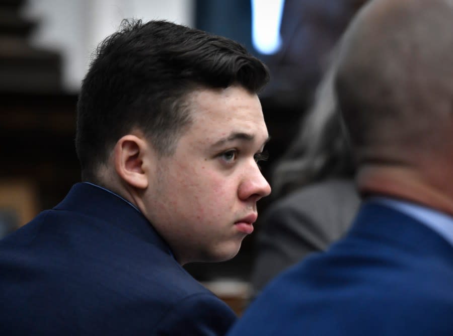 Kyle Rittenhouse listens as the attorneys and the judge talk about jury instructions at the Kenosha County Courthouse. Rittenhouse was accused of shooting three demonstrators, killing two of them, during a night of unrest that erupted in Kenosha after a police officer shot Jacob Blake seven times in the back while being arrested in August 2020. Rittenhouse, from Antioch, Illinois, was 17 at the time of the shooting and armed with a semi-automatic rifle. He faced counts of felony homicide and felony attempted homicide. (Photo by Sean Krajacic-Pool/Getty Images)