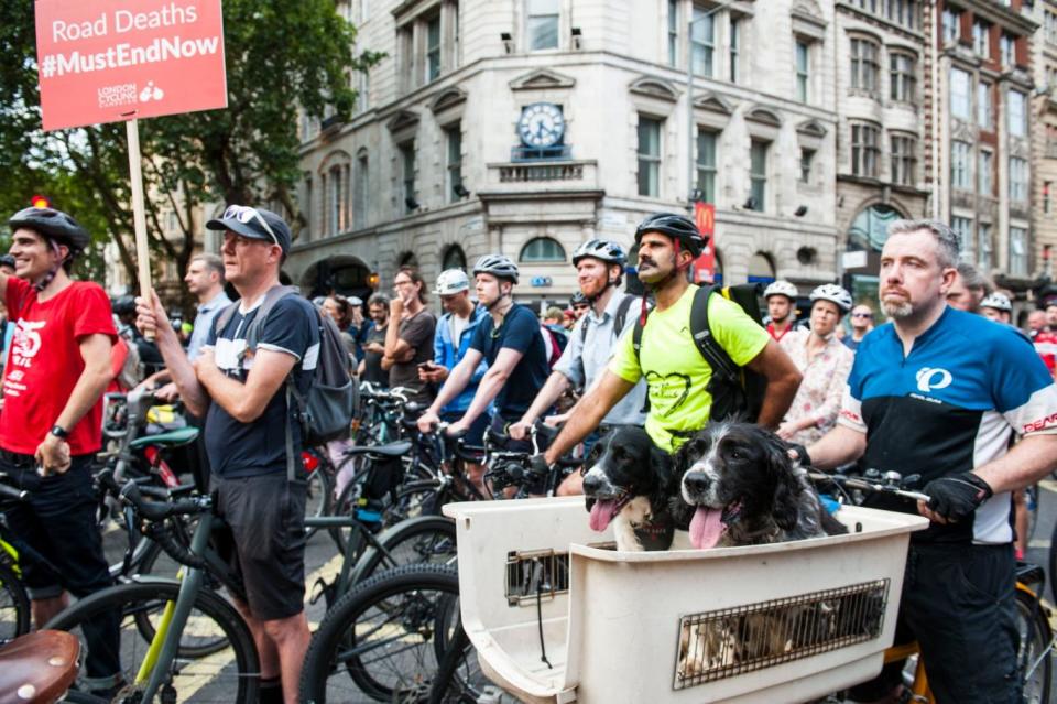 The protest blocked the junction of High Holborn, Southhampton Row and Kingsway in central London (Lucy Young)