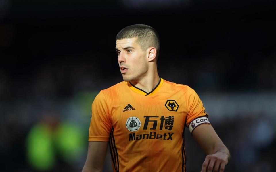 Conor Coady of Wolverhampton Wanderers during the Premier League match between Tottenham Hotspur and Wolverhampton Wanderers at Tottenham Hotspur Stadium - GETTY IMAGES