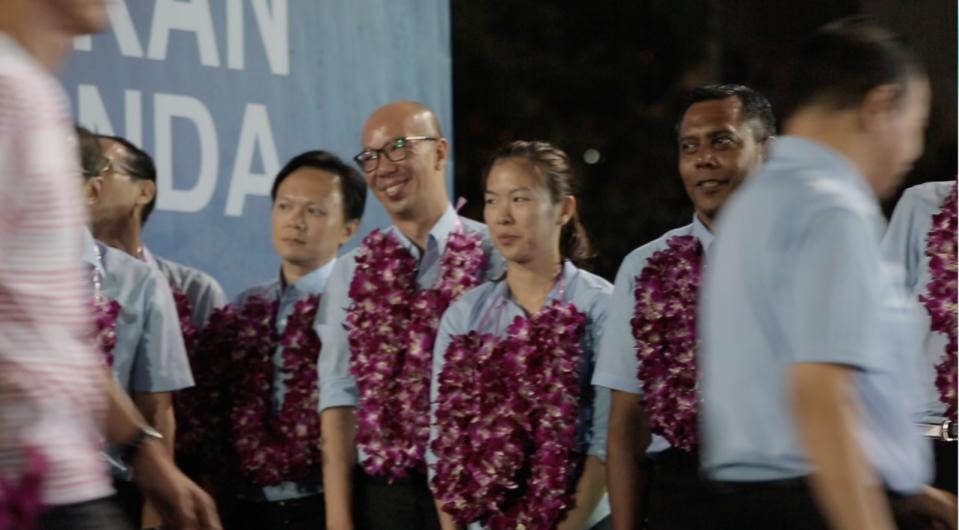 Terence Tan and He Ting Ru at a Workers' Party rally on 9 September 2015. PHOTO: Nick Tan/Yahoo News Singapore 