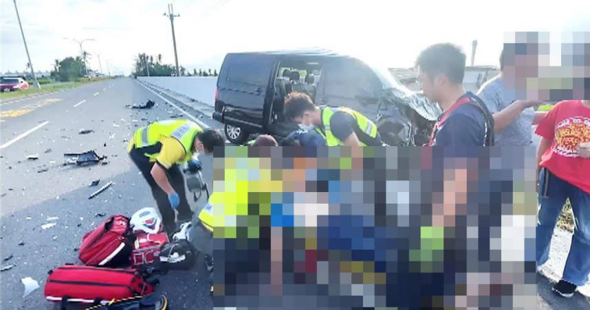 台東縣今日上午發生死亡車禍，池男在載送7學生途中遭撞喪命，其家屬則是悲慟不已。（圖／翻攝畫面）