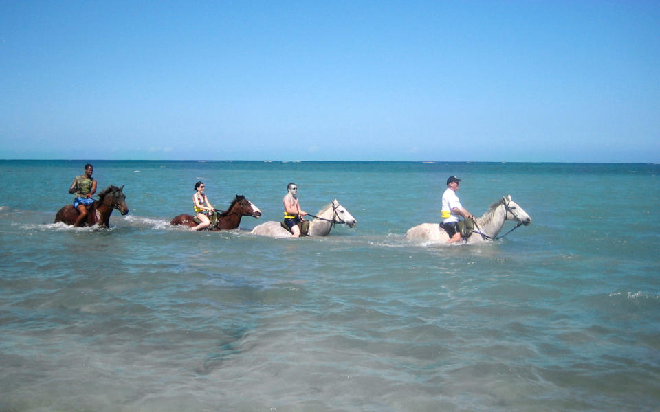 <p>Rescued and rehabilitated racehorses in Jamaica are often enthusiastic swimmers, and there are countless tour groups that will take riders from the sugary sands of Half Moon Bay into the warm Caribbean waters.</p>