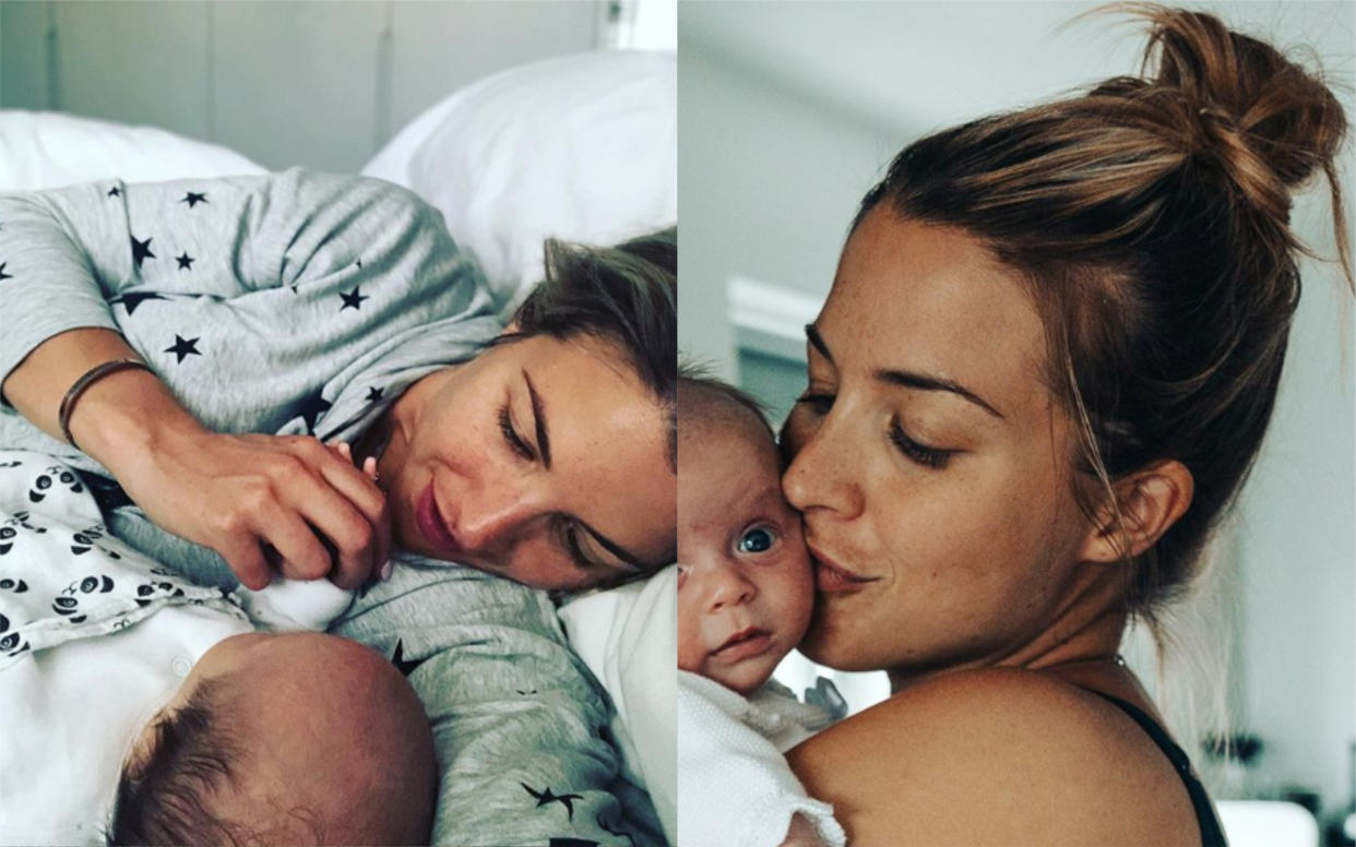 New mum Gemma Atkinson sent a powerful message to critics via Instagram [Photo: Instagram]