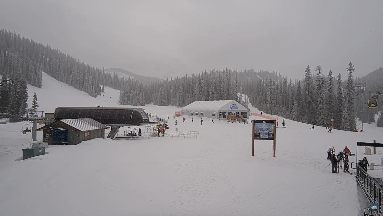 Banff Sunshine Village on Wednesday afternoon, as snow started to fall in the area. (Banff Sunshine Village - image credit)