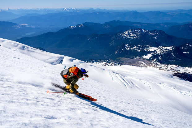 Snow conditions were far from soft. A night's freeze left us praying that each turn would hold and not rattle us from our boots.<p>Photo: Jason Hummel</p>