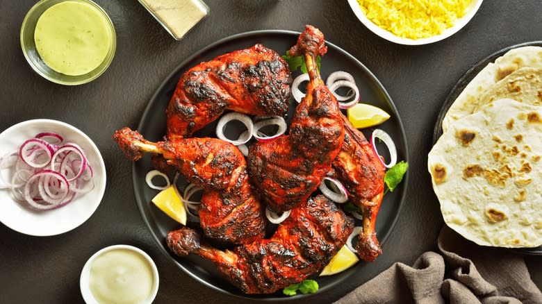 tandoori chicken surrounded by ingredients