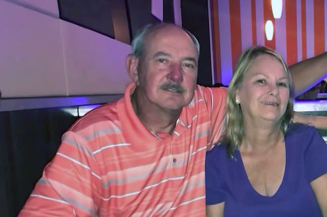 <em>Andreas “Andy” Probst, with his wife, Crystal. Probst died after a teenager intentionally hit and killed him on Aug. 14, 2023, police said. (Probst family)</em>